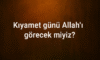 Kıyamet Günü Allah’ı Görecek miyiz?